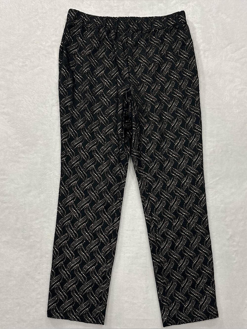 NWT Ashley Stewart Black & Gold Geometric Lace Pull-On Pants Women’s Size 14/16